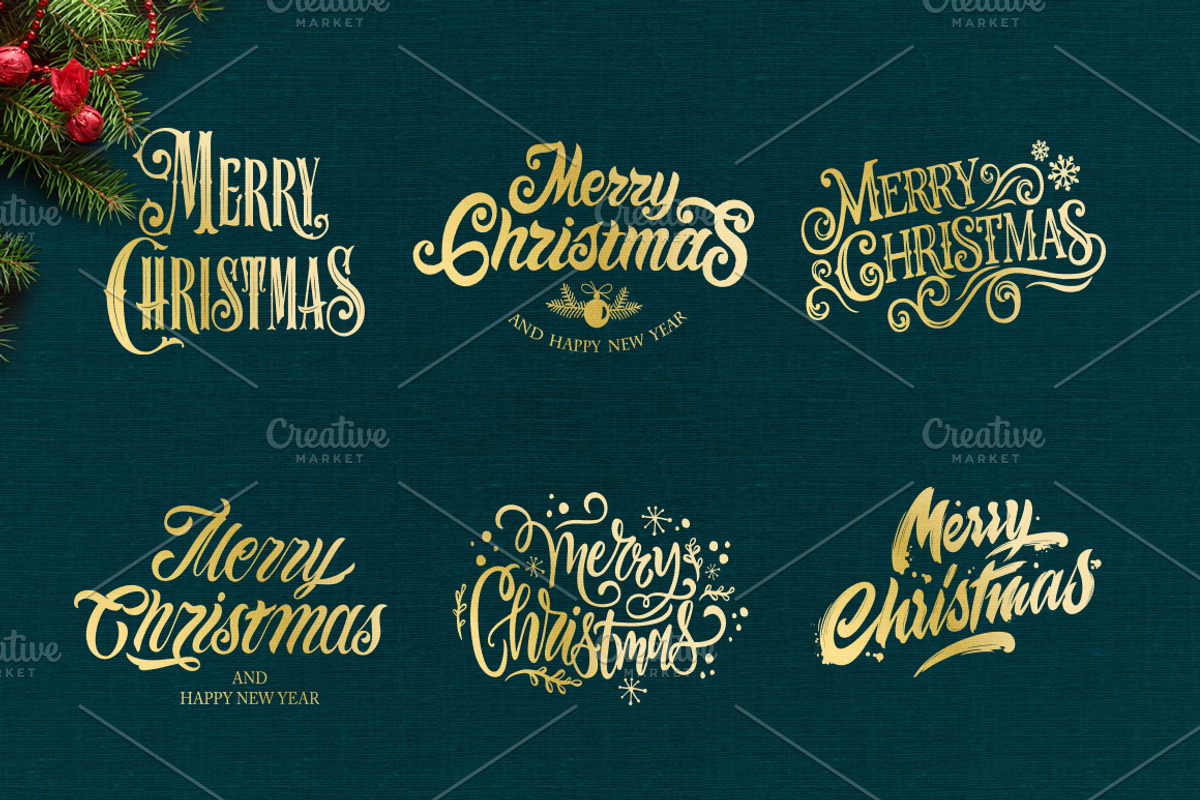 Merry Christmas watercolor set, a Poster Template by Anna's Lettering (Photo 10 of 18)
