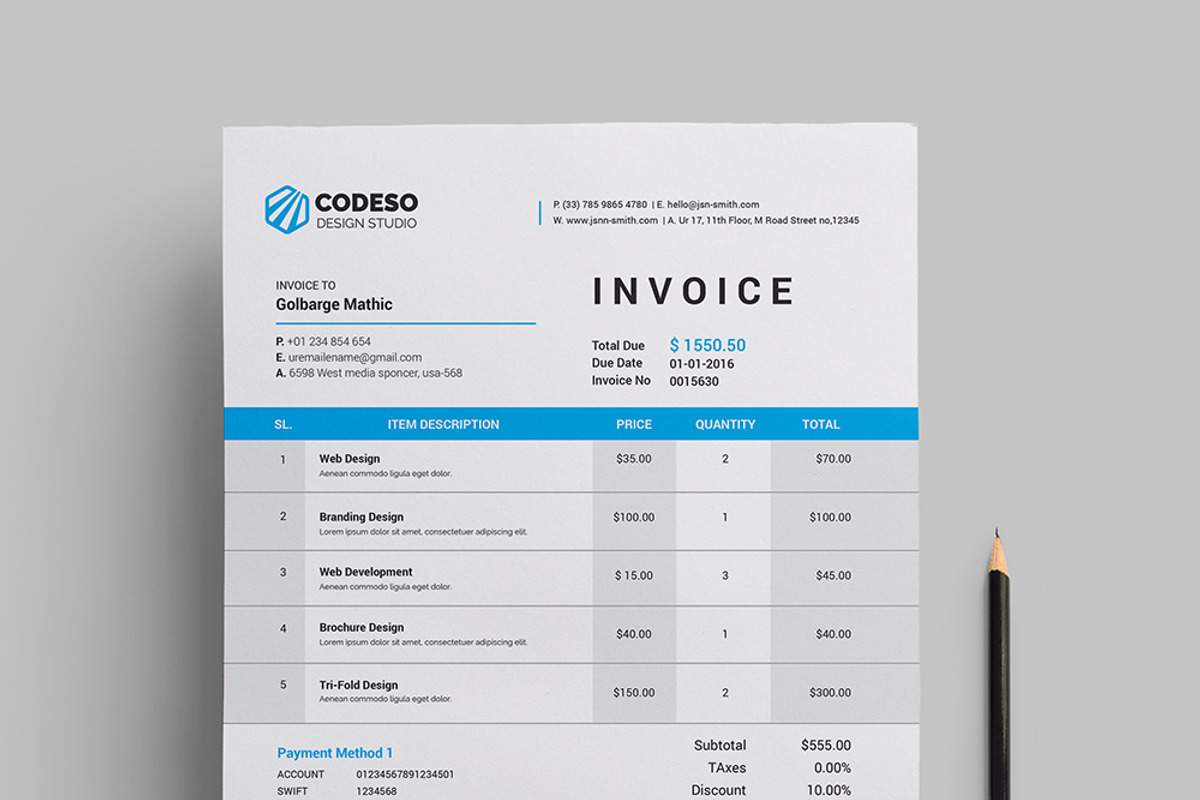 Corporate Invoice, a Stationery Template by GenerousArt