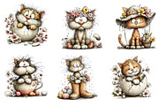 Whimsical Spring Easter Cats Clipart, an Illustration by Dream Creation (Thumbnail 4 of 7)