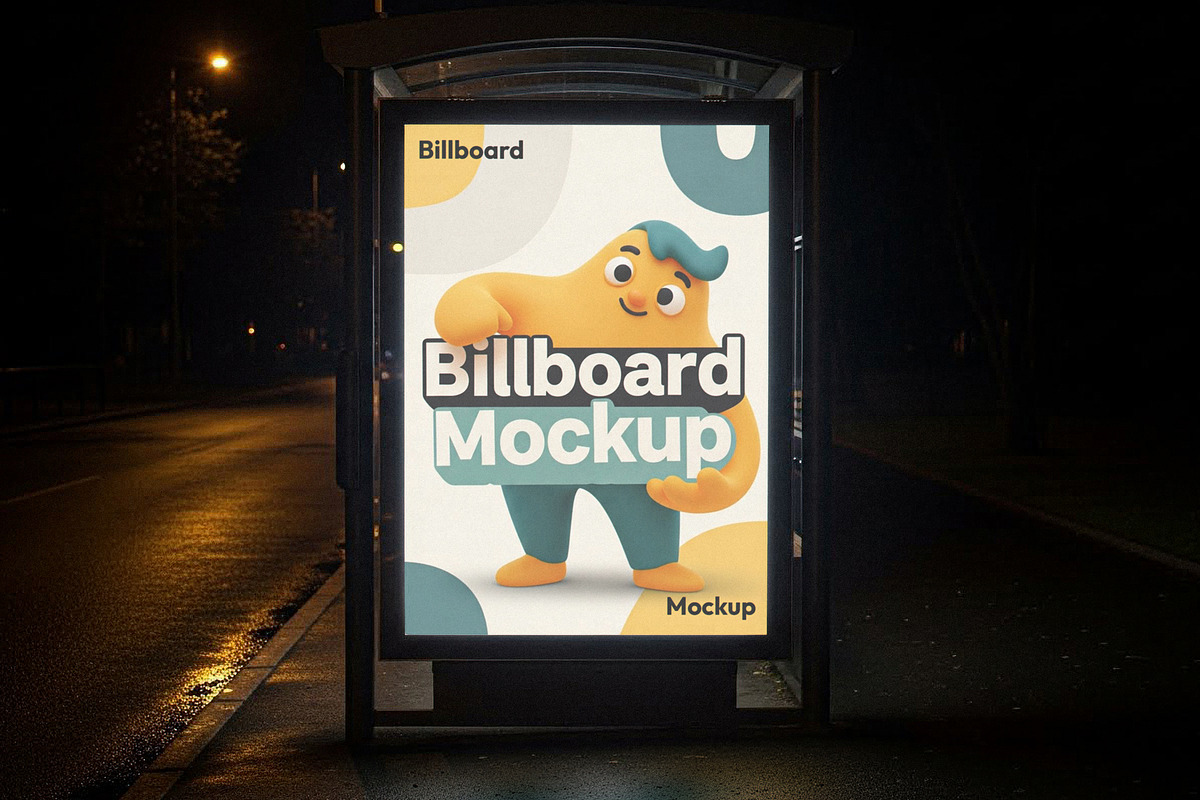 Bus Stop Billboard Mockup, an Advertising Mockup by Designer Dude (Photo 1 of 2)