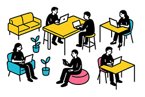 Diverse group of people working in a, a Person Illustration by ZinetroN