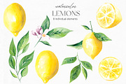 Watercolor Lemons Clipart, an Illustration by YuliyaArtGarden (Thumbnail 2 of 6)