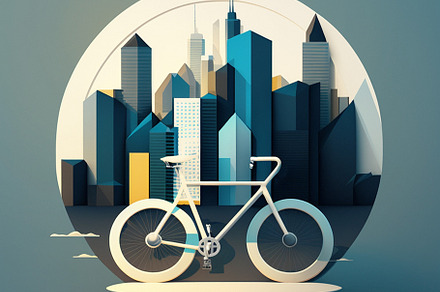 Illustration of bicycle and skyline