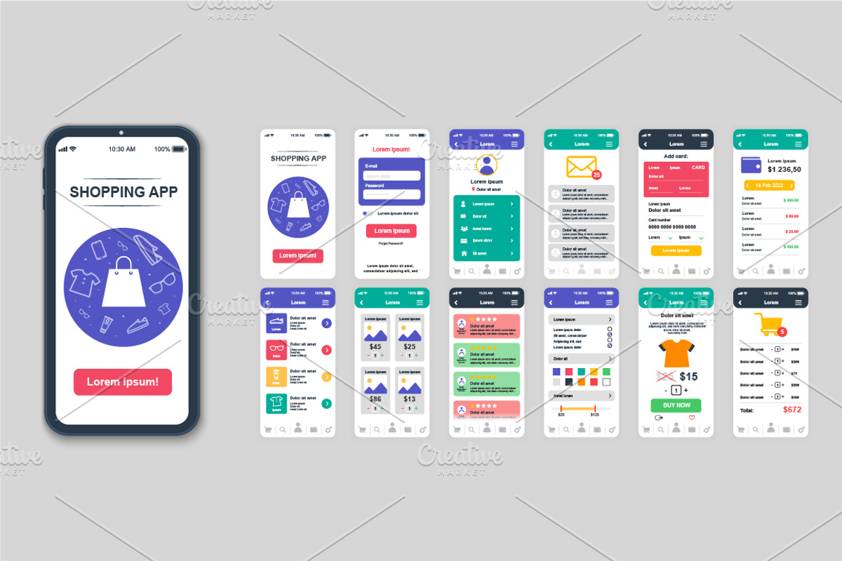 Mobile App UI Kit Template, a Templates & Theme by alexdndz (Photo 18 of 21)