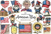 American Flag Sublimation Design, an Illustration by CreationArt (Thumbnail 1 of 5)