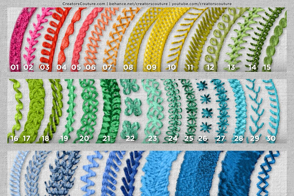 Realistic Embroidery Effect Brushes, a Brush Add-On by Creators Couture (Photo 3 of 26)