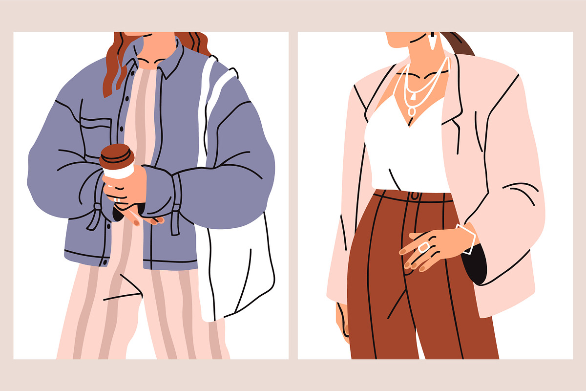 Modern women, fashion girls card set, a Person Illustration by Good Studio (Photo 4 of 4)
