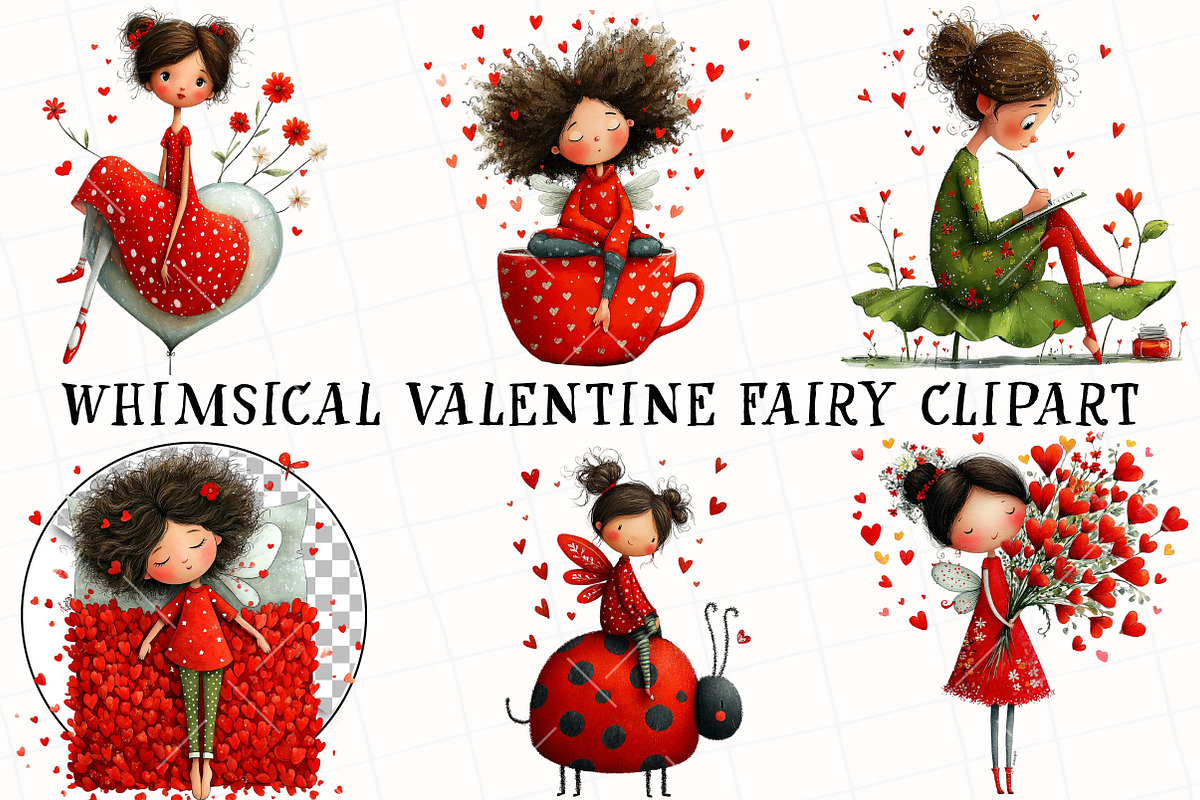 Whimsical Valentine Fairy Clipart, an Illustration by OK Design (Photo 6 of 6)