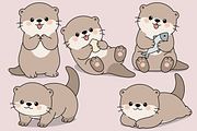 Baby Otter Character Set Collection, an Animal Illustration by Artpon Illustration (Thumbnail 2 of 3)
