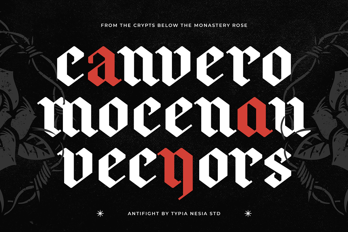 Antifight - Modern BlackletteR Font, a Blackletter Font by Typia Nesia (Photo 4 of 13)