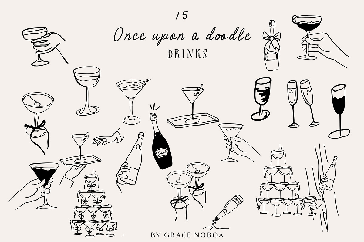 Whimsical doodle Line art svg vector, a Decorative Illustration by Grace Noboa Illustrations (Photo 13 of 19)
