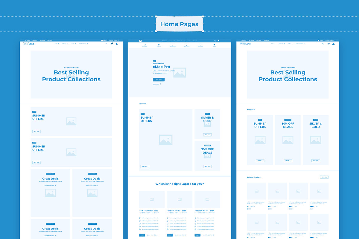 Wireland - Wireframe for Ecommerce