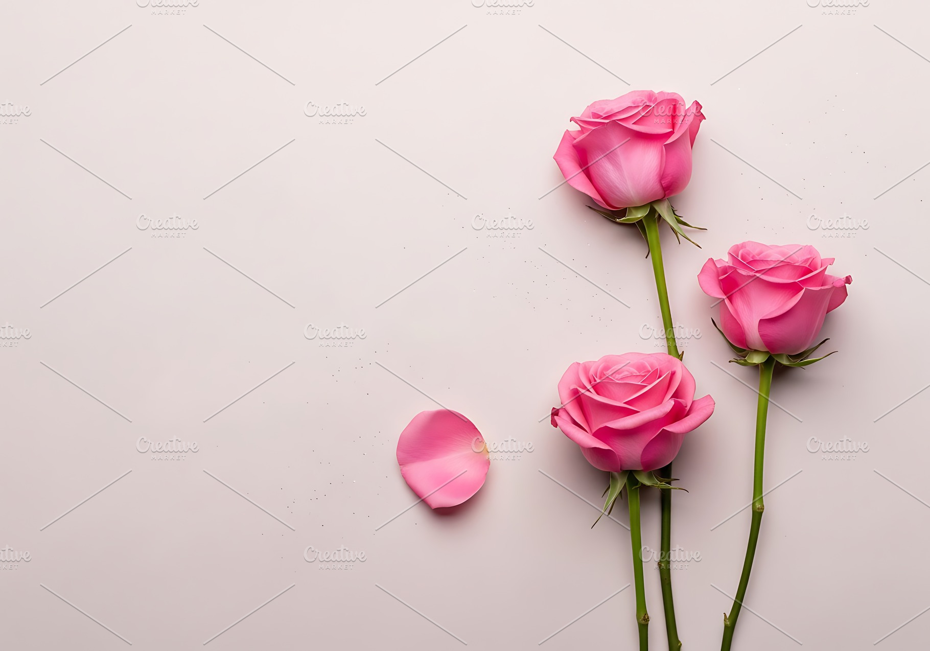 Three pink roses with one loose peta, a Nature Photo by Artonix