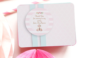 Teepee thank you 2'inch favor tags