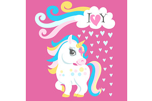 I Love You Card. Magic Unicorn In