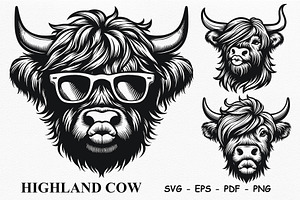 Highland Cow Kiss, an Animal Illustration by DevantCreate
