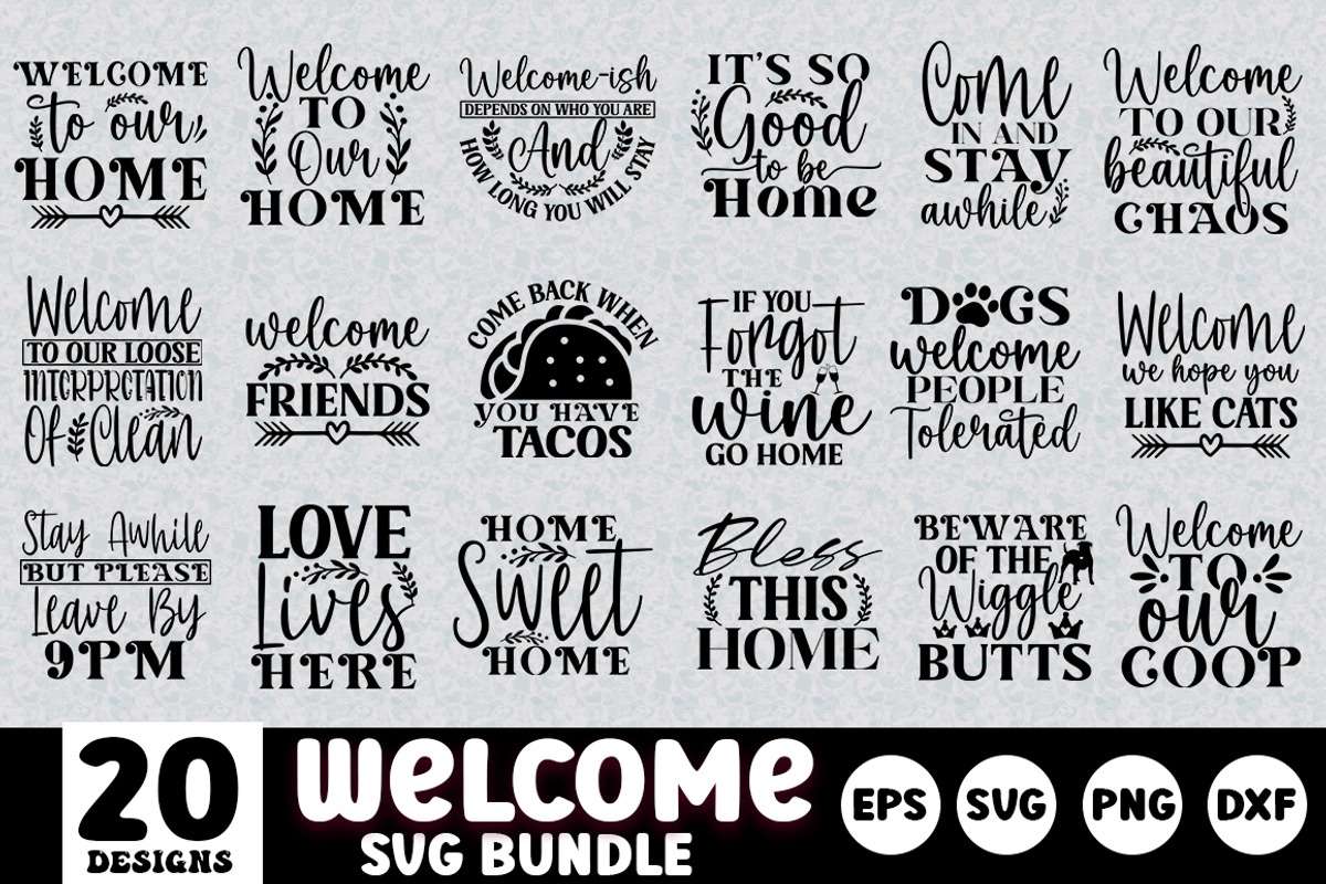 Welcome Sign SVG Design Bundle, a Decorative Illustration by Crafticy (Photo 1 of 3)