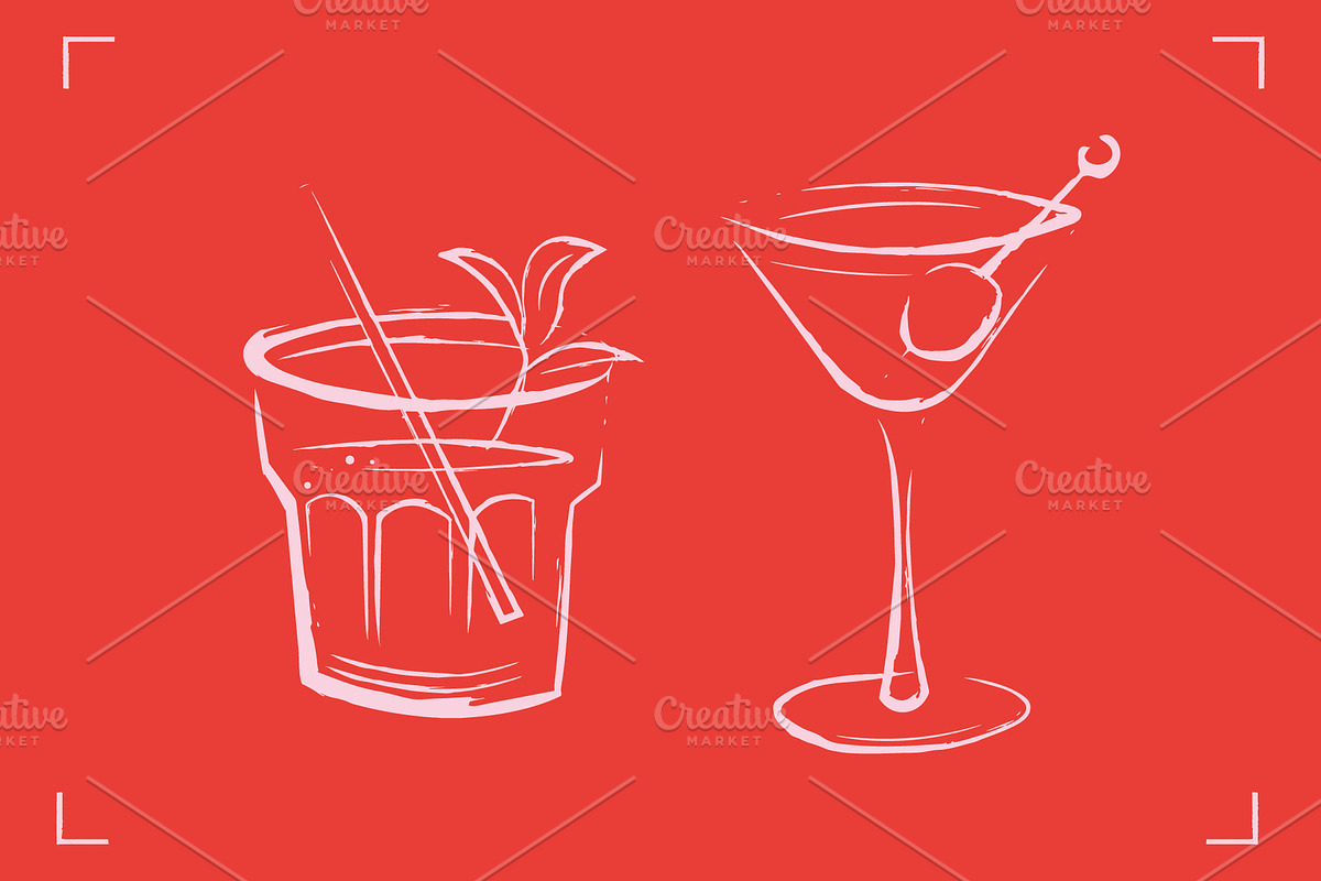 DRINKS LINE ART SET (12 ELEMENTS), a Food Illustration by Bonfloret Studio (Photo 5 of 6)