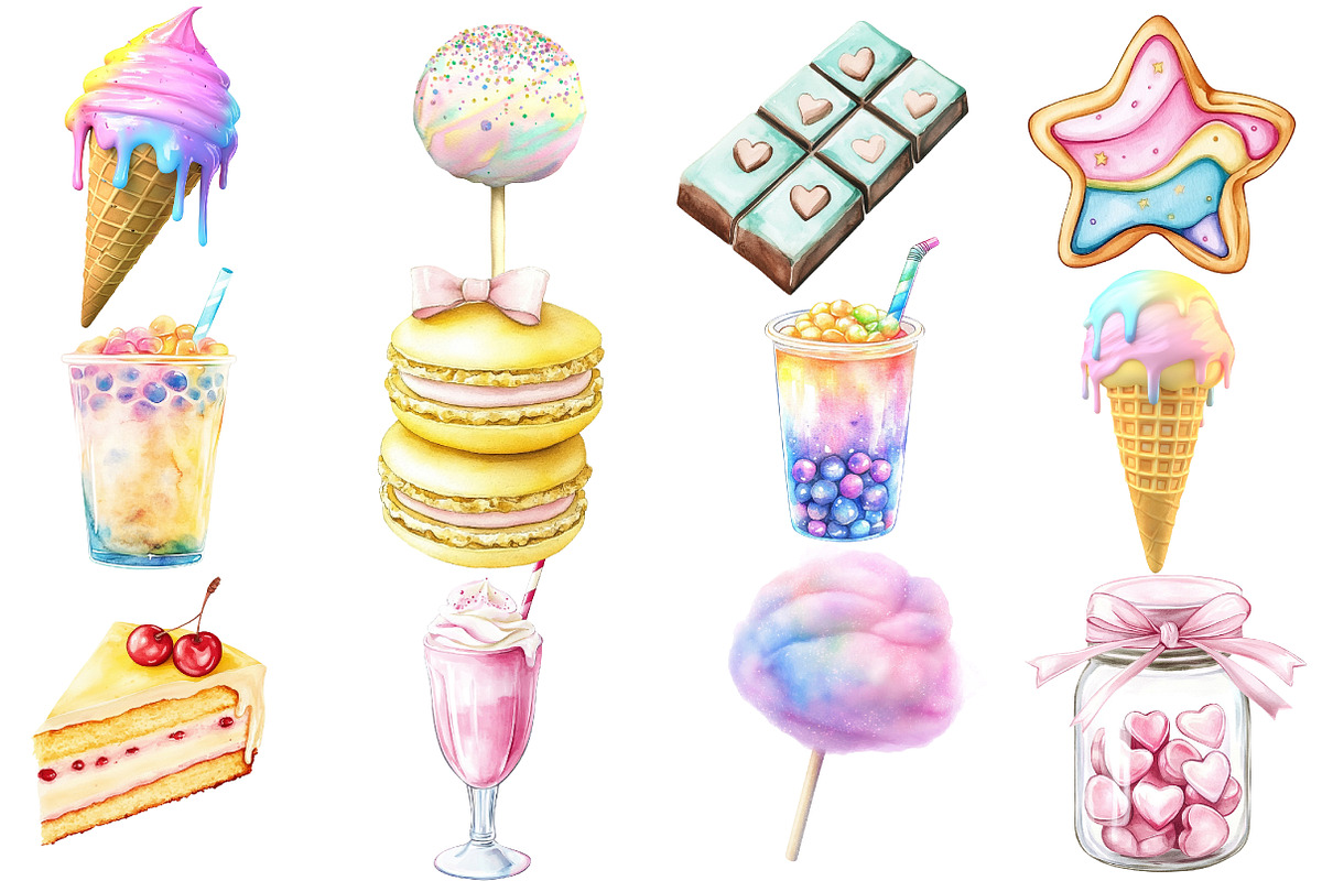 Pastel Sweets Clipart Bundle, an Illustration by Designworld (Photo 3 of 5)