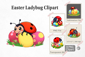 Easter Ladybug Clipart, a Graphic by Artnoy