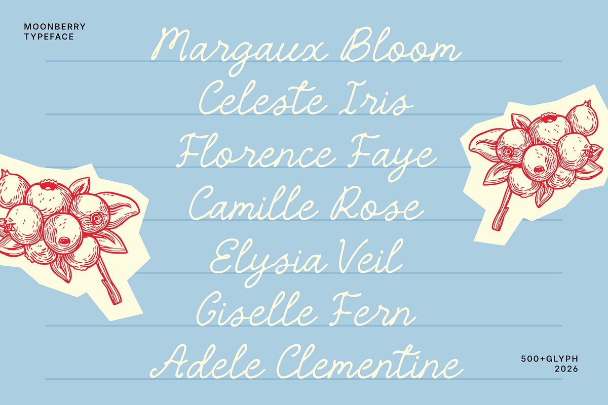 Moonberry Vintage Handwritten Script, a Handwritten Font by Namela Studio (Photo 3 of 8)