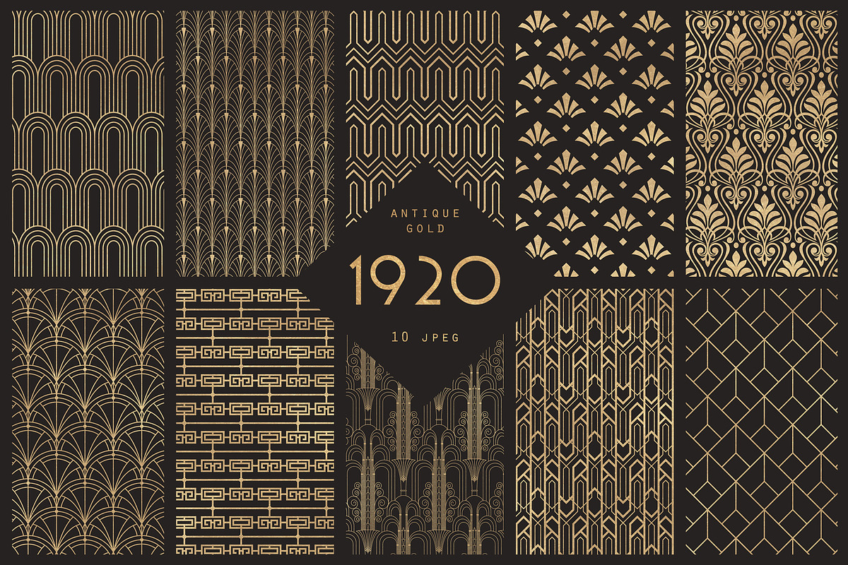 1920 Art Deco Seamless Patterns, a Pattern Graphic by The Paper Town (Photo 8 of 15)