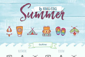 Summer Hand Drawn Icons Family