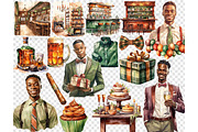 Black Mans Birthday Clipart, a Person Illustration by GlamArtZhanna (Thumbnail 5 of 5)