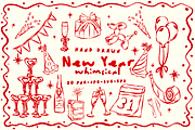 Hand Drawn New Year Whimsical, a Seasonal Illustration by CraftingOnSunday (Thumbnail 1 of 4)