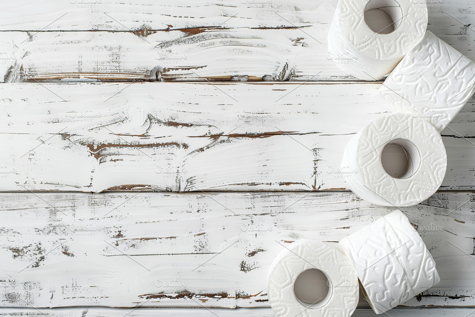 Toilet paper rolls on wooden background, a Photo by AlyaAnd