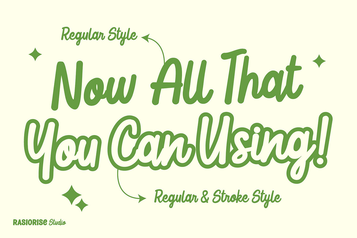 Lime Lines a Script Cartoon Font, a Script Font by Rasiorise Studio (Photo 4 of 11)