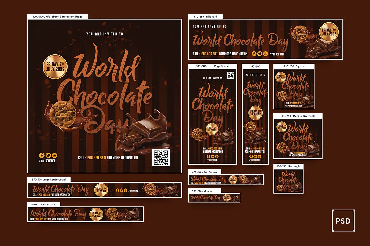 World Chocolate Day Banners Ad, a Social Media Template by iDoodle Studio