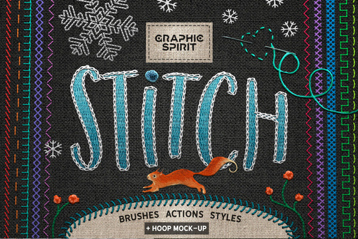 Ps STITCH: Brushes, Actions, Styles, a Brush Add-On by Graphic Spirit (Photo 1 of 11)