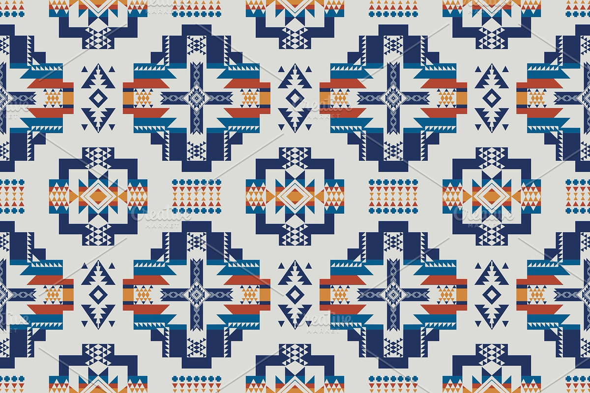 Blue Native Southwest Pattern, a Pattern Graphic by PPEthnicDecorPattern (Photo 1 of 10)
