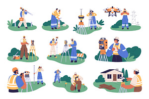 Surveyor engineers at work set, a Work Illustration by Good Studio