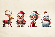 Merry Christmas Clipart Characters, an Object Graphic by Black Spade Design (Thumbnail 3 of 4)