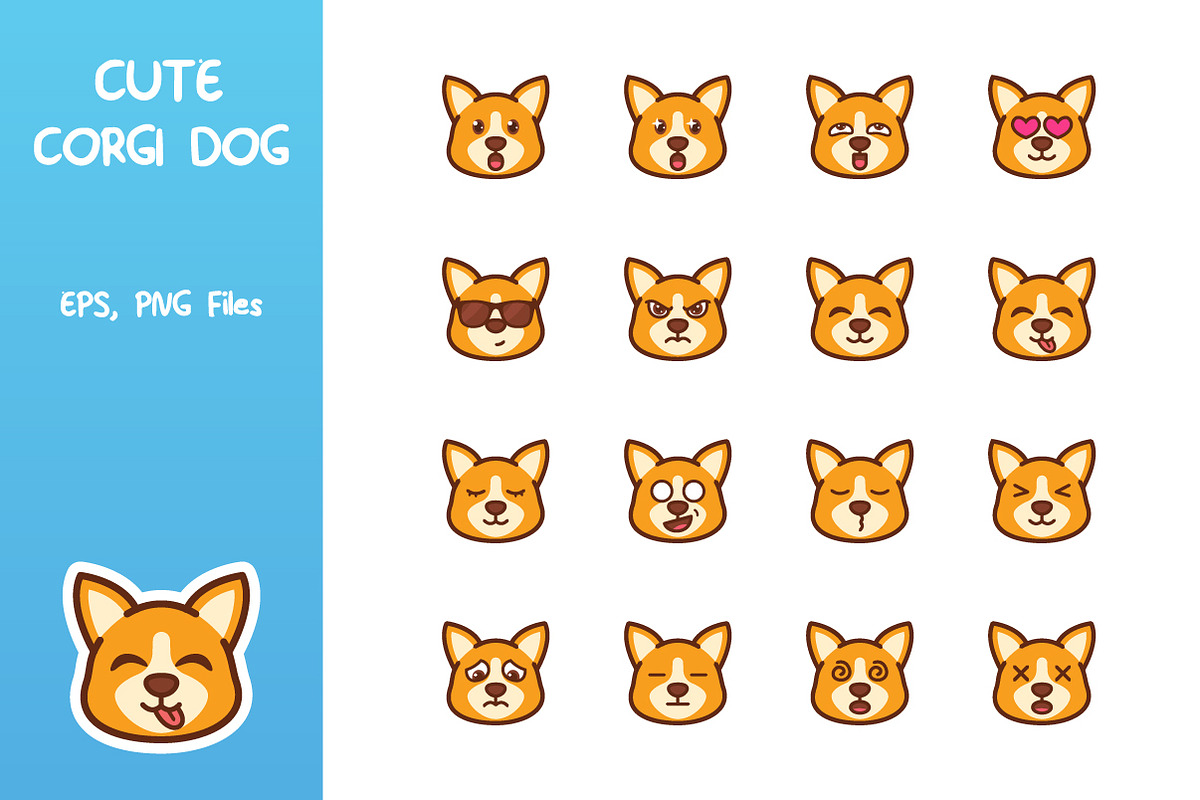 Cute Corgi Dog Emoticon, an Icon by yellowline (Photo 1 of 3)