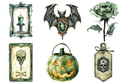 Antique Green Halloween Clipart, an Illustration by Craft Nest (Thumbnail 4 of 6)