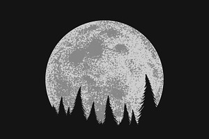 Forest On Full Moon Background