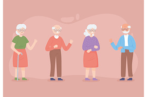 set of cute grandparents, a Person Illustration by studiogstock