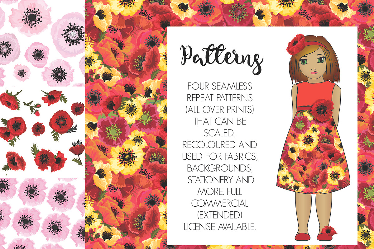 Pretty Poppies Flower Designs, an Illustration by Dizzign (Photo 3 of 5)