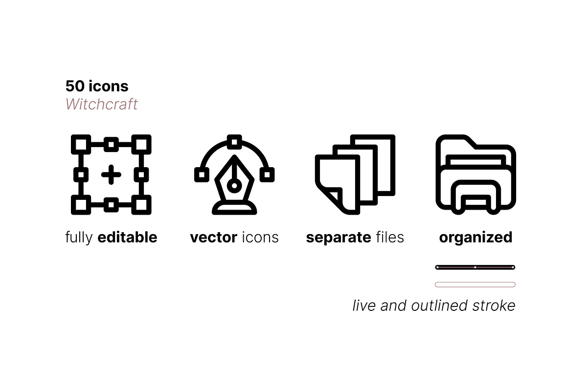 50 Witchcraft Icons, an Outline Icon by Side Project (Photo 4 of 8)