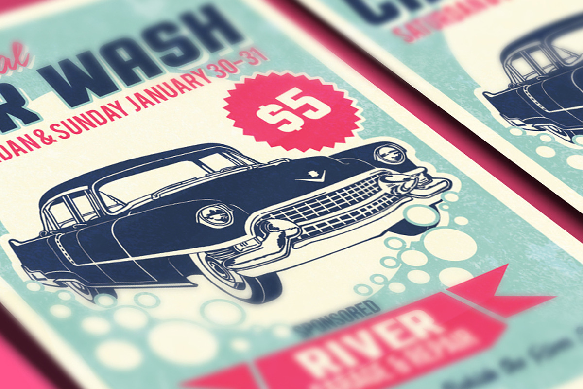 Car Wash Retro Style, a Flyer Template by Muhamad Iqbal hidayat (Photo 2 of 3)