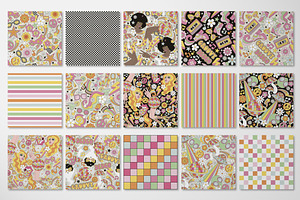 Retro Groovy Disco Pattern Set