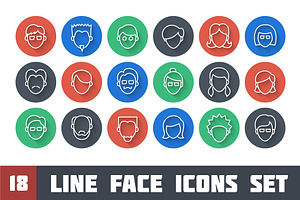 Line Face Icon Set
