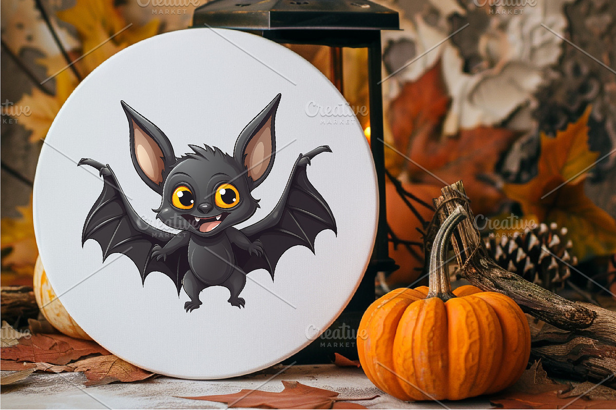 Cute Halloween bats. TShirt Sticker., an Animal Illustration by KENO Mascots (Photo 7 of 9)