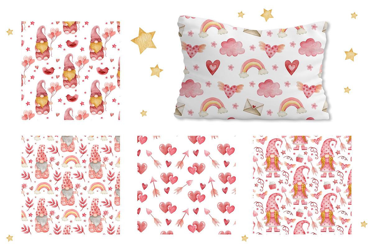 Watercolor Gnomes Valentine's day, a Decorative Illustration by Kira Konoshenko (Photo 5 of 11)