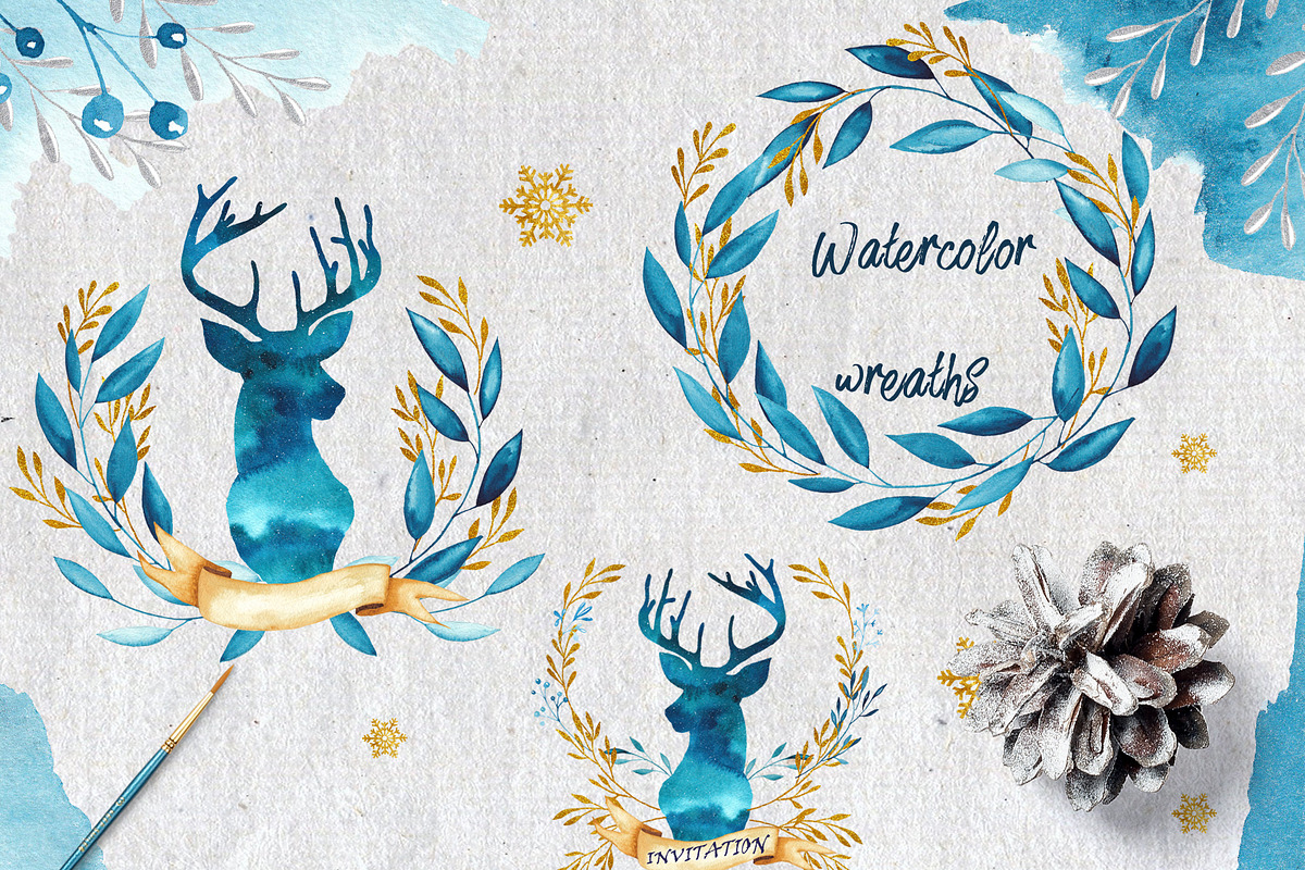Winter in deep blue. Watercolor, an Object Graphic by Ana-Sakuta (Photo 11 of 16)