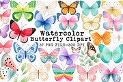Watercolor Butterfly Clipart, an Illustration by Libby Wishes (Thumbnail 1 of 6)