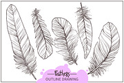 Feathers. Hand Drawn Collection, an Object Graphic by alexrockheart (Thumbnail 2 of 5)